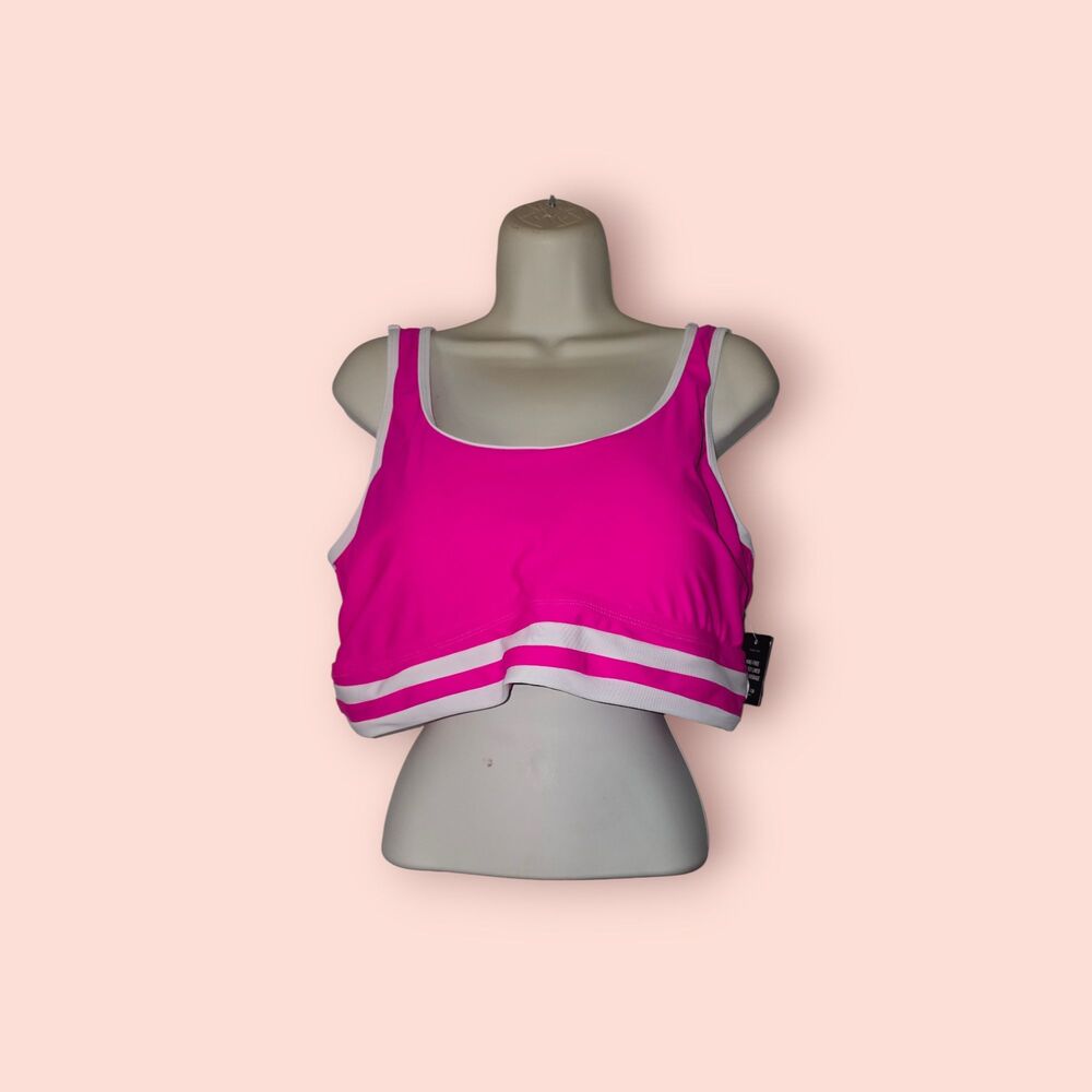 Torrid Pink White Striped Scoop Neck Sports Style Swim Top Sz 2 Plus Size